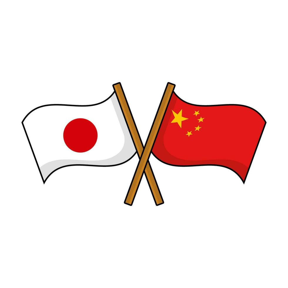 Crossed Japanese and Chinese flags. Vector. vector