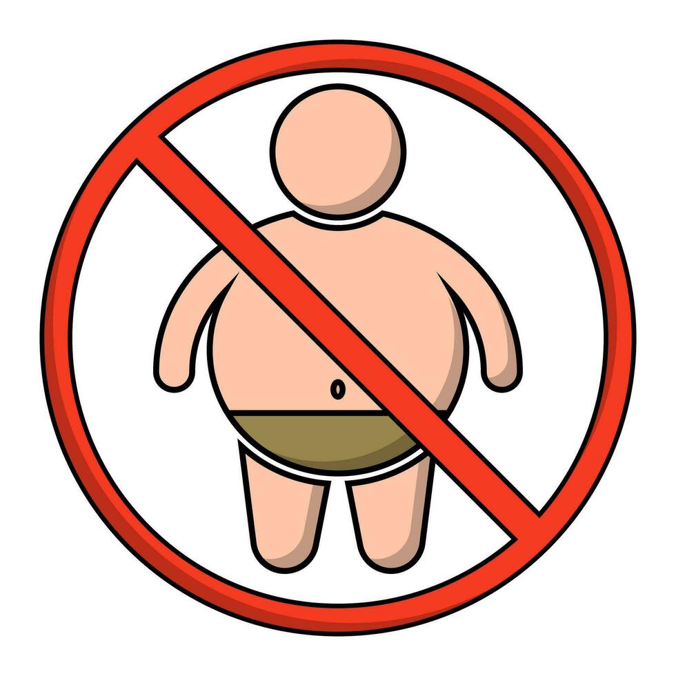 Flat design prohibited fat person sign. Weight restrictions. Vector. vector