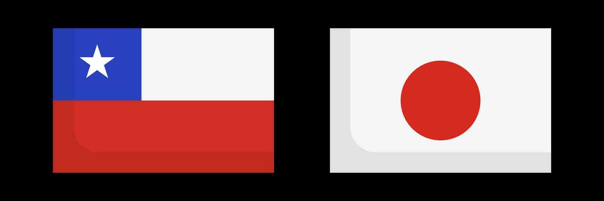 Chilean and Japanese flags icon set. Vector. vector
