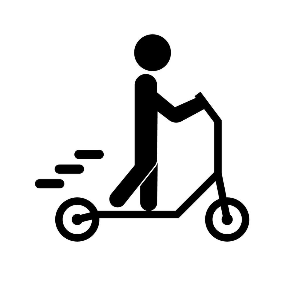 Person riding electric scooter silhouette icon. Vector. vector