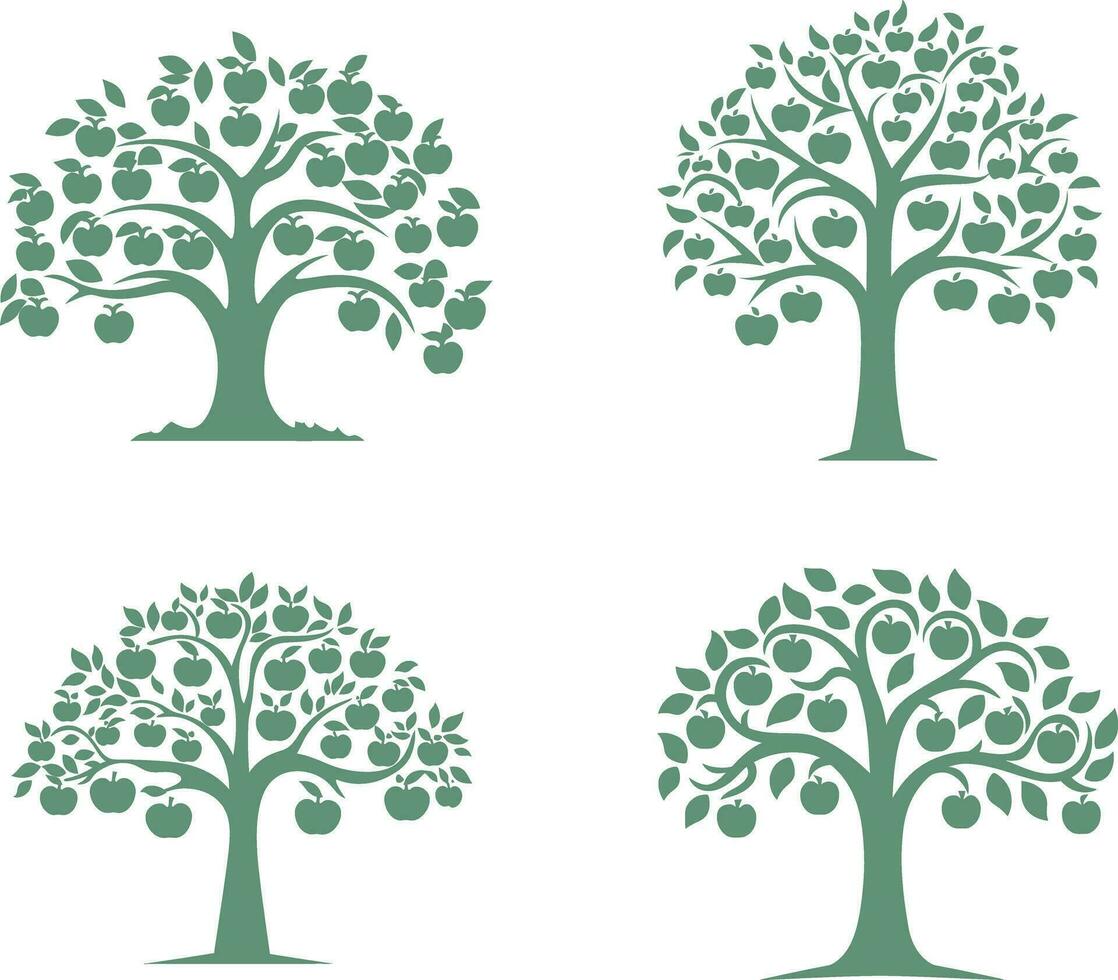 Whimsical Apple Orchard Silhouette vector
