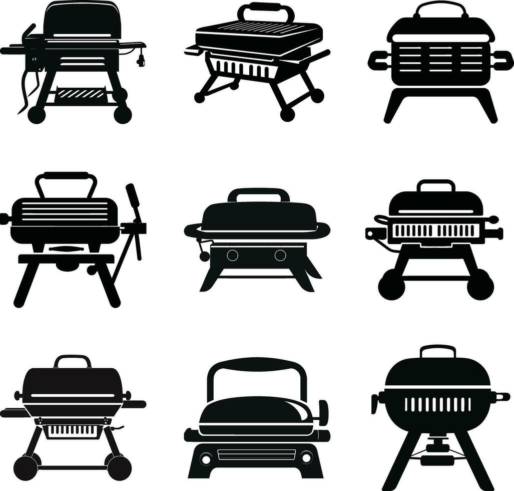 Sizzling BBQ Bliss  Vector Grill Machine Silhouette