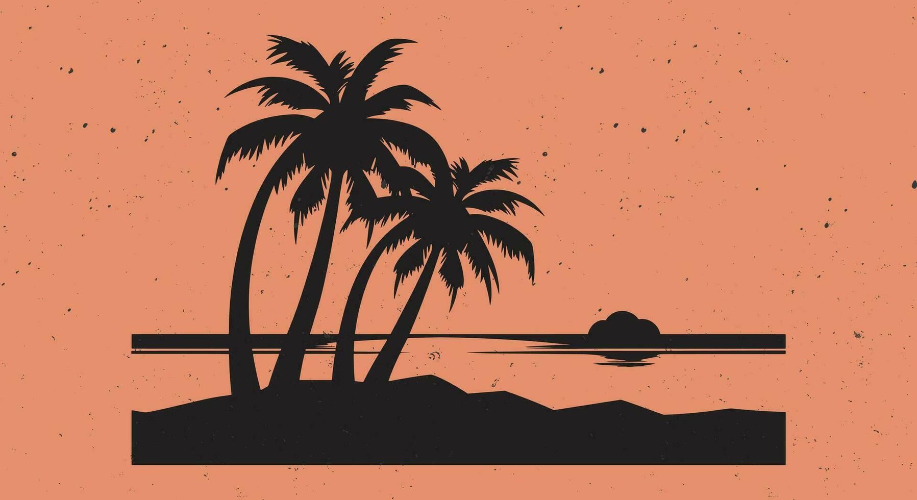 Endless Evening  Beach Sunset Silhouette vector