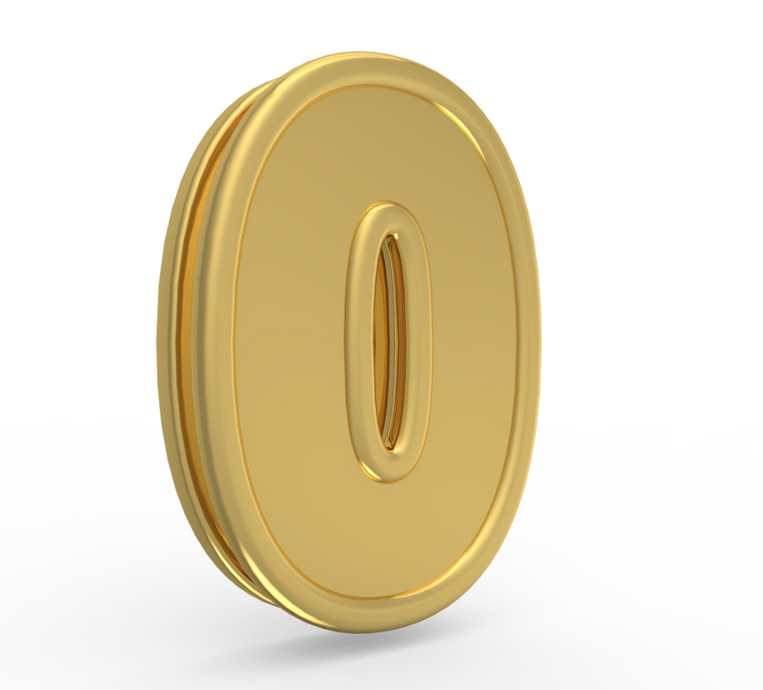 Number 3d 1 to 9 with style color golded png