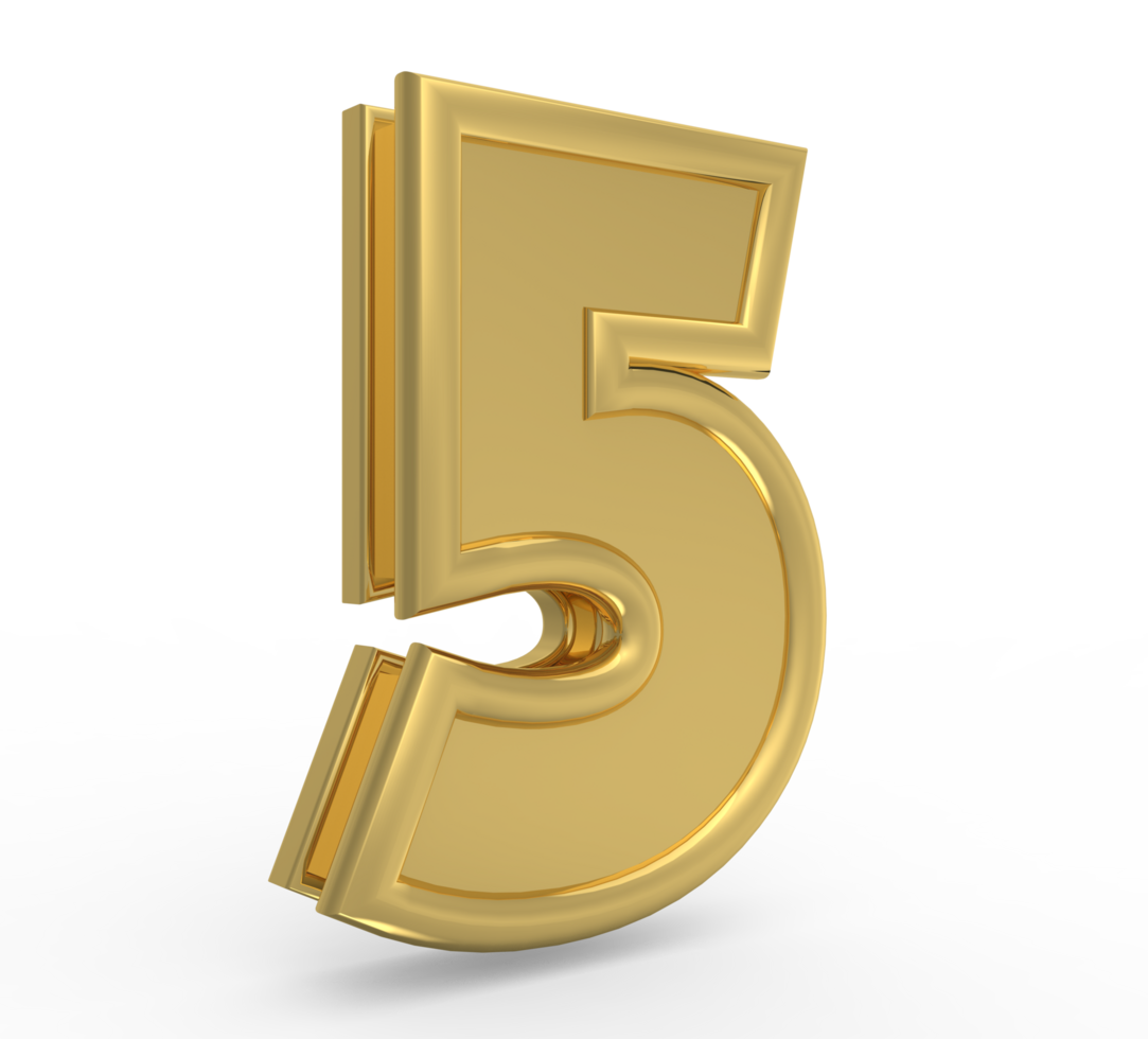 Number 3d 1 to 9 with style color golded png