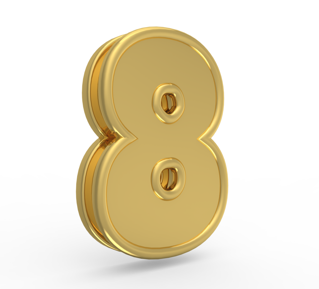 Number 3d 1 to 9 with style color golded png