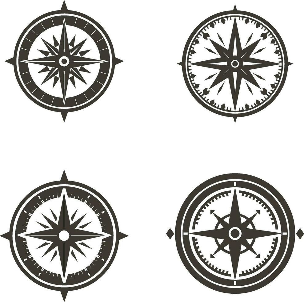 Celestial Guidance  Modern Compass Silhouette Artwork vector