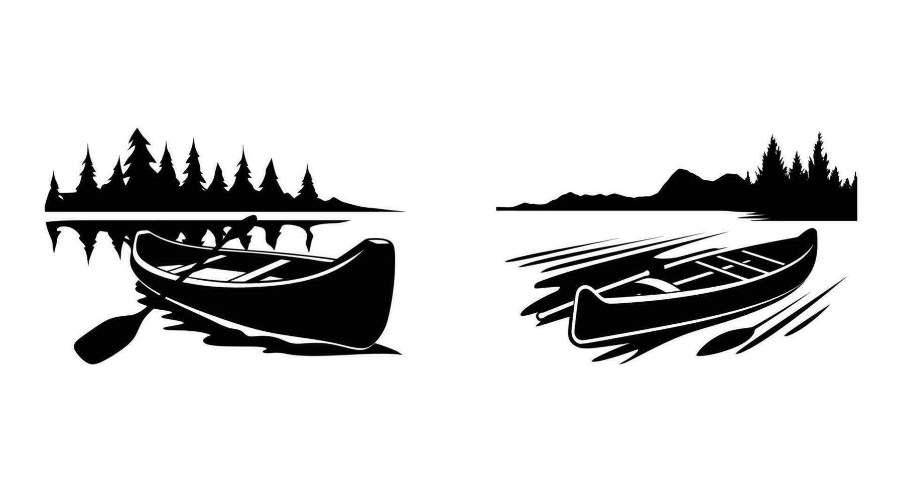 montaña lago kayak vector