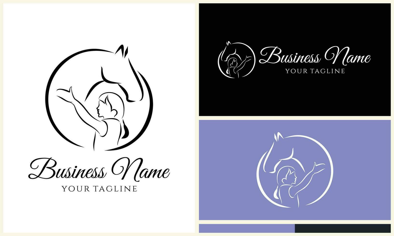 equestrian and kid logo template vector