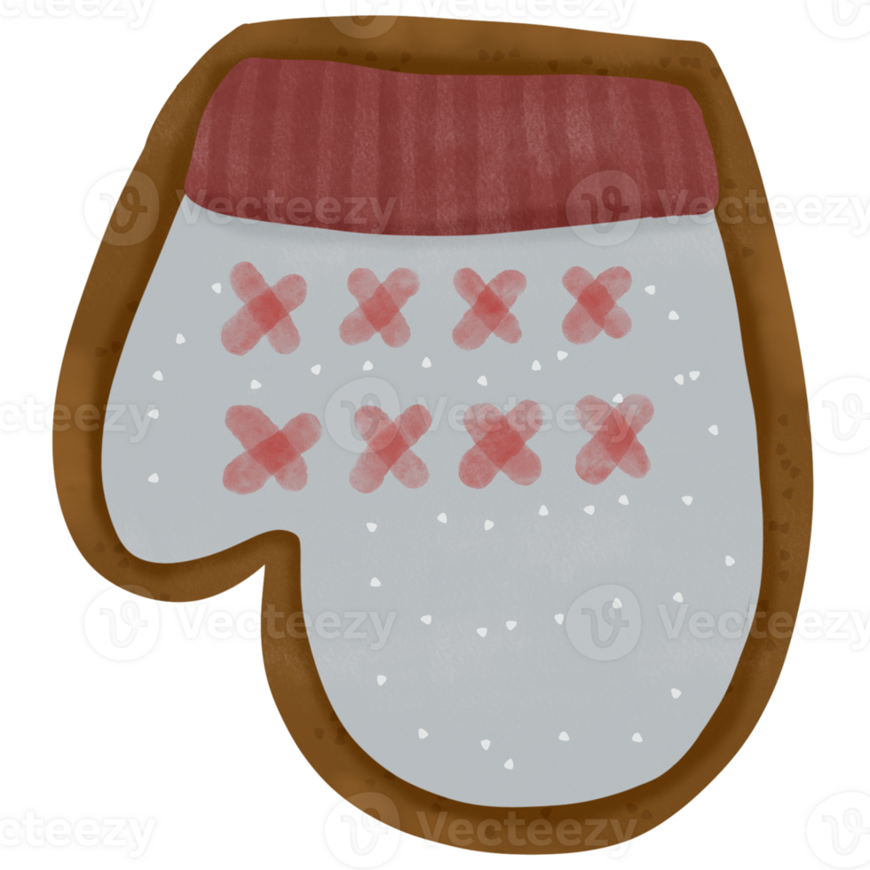 Gingerbread mitten isolated for Christmas. png