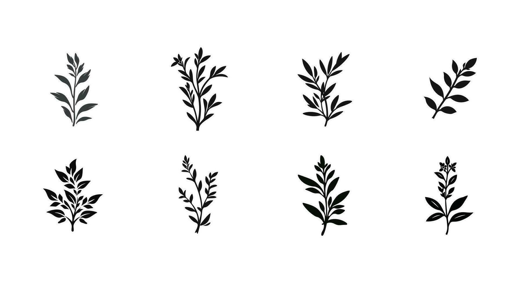 Botanical Elegance Contemporary Leaf Silhouettes vector