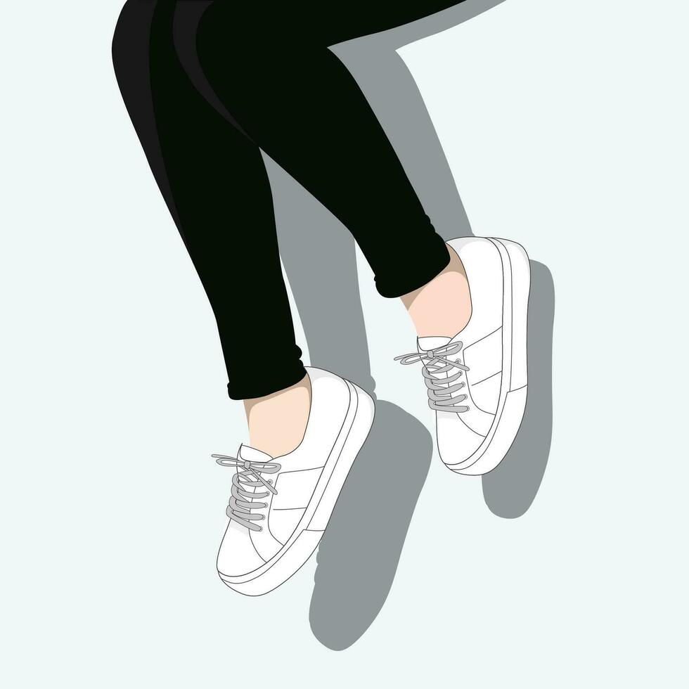 moderno estético mujer Moda modelo ilustración con blanco Zapatos vector