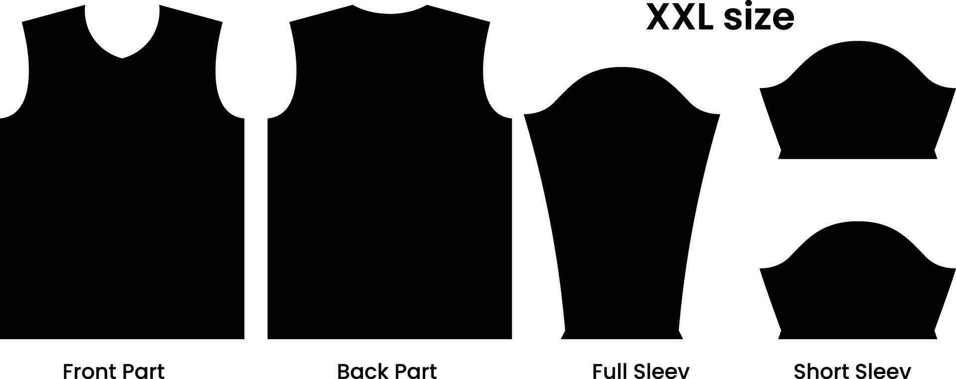 Jersey design template size. XXL size jersey pattern template t-shirt vector