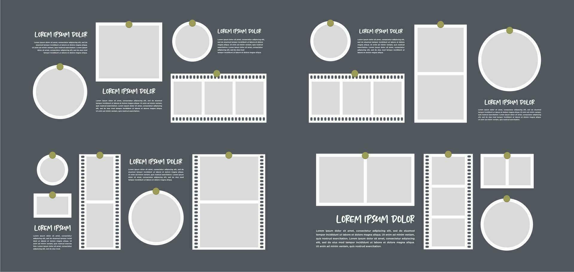 photo frames and digital photo wall template vector