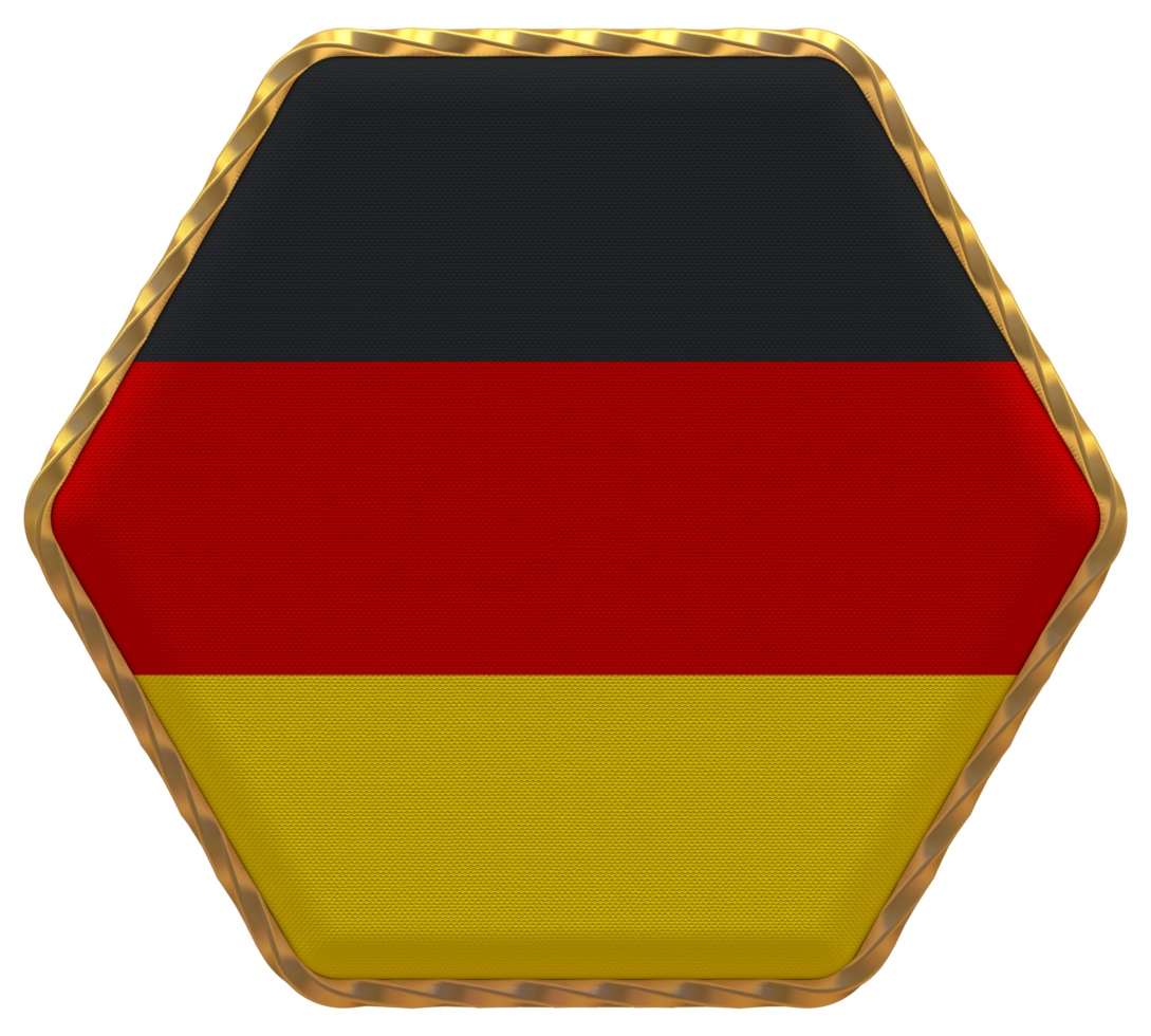 Germany Flag in Hexagon Shape with Gold Border, Bump Texture, 3D Rendering png