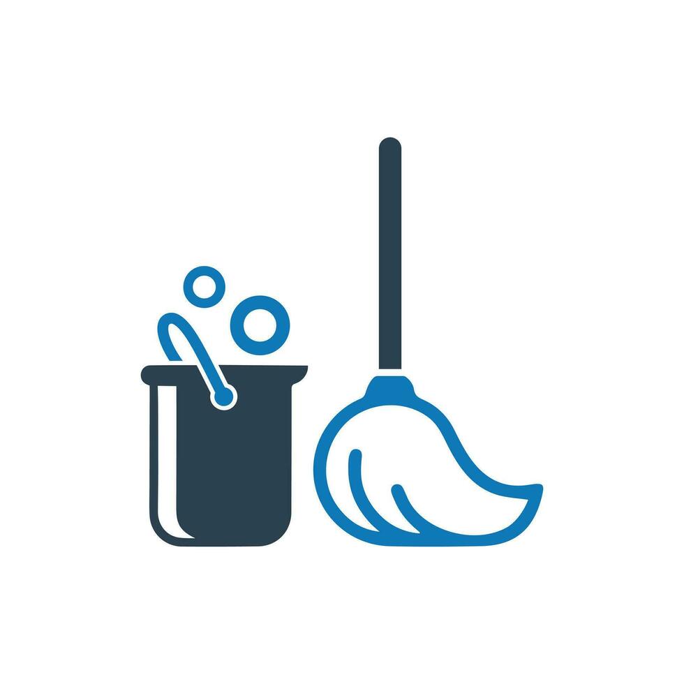 Mop And Bucket Icon vector