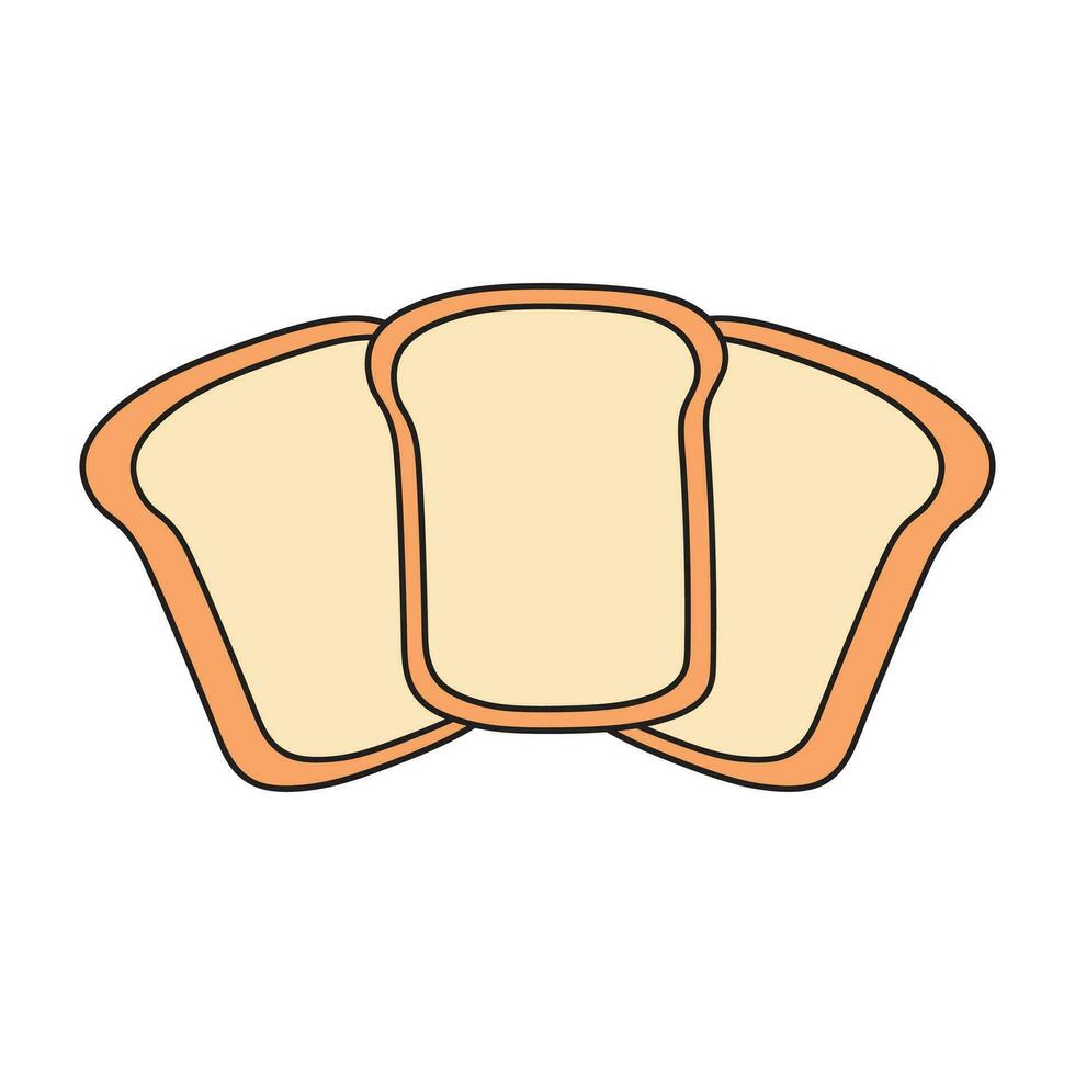 Kids drawing Cartoon Vector illustration three slices of bread icon Isolated on White Background