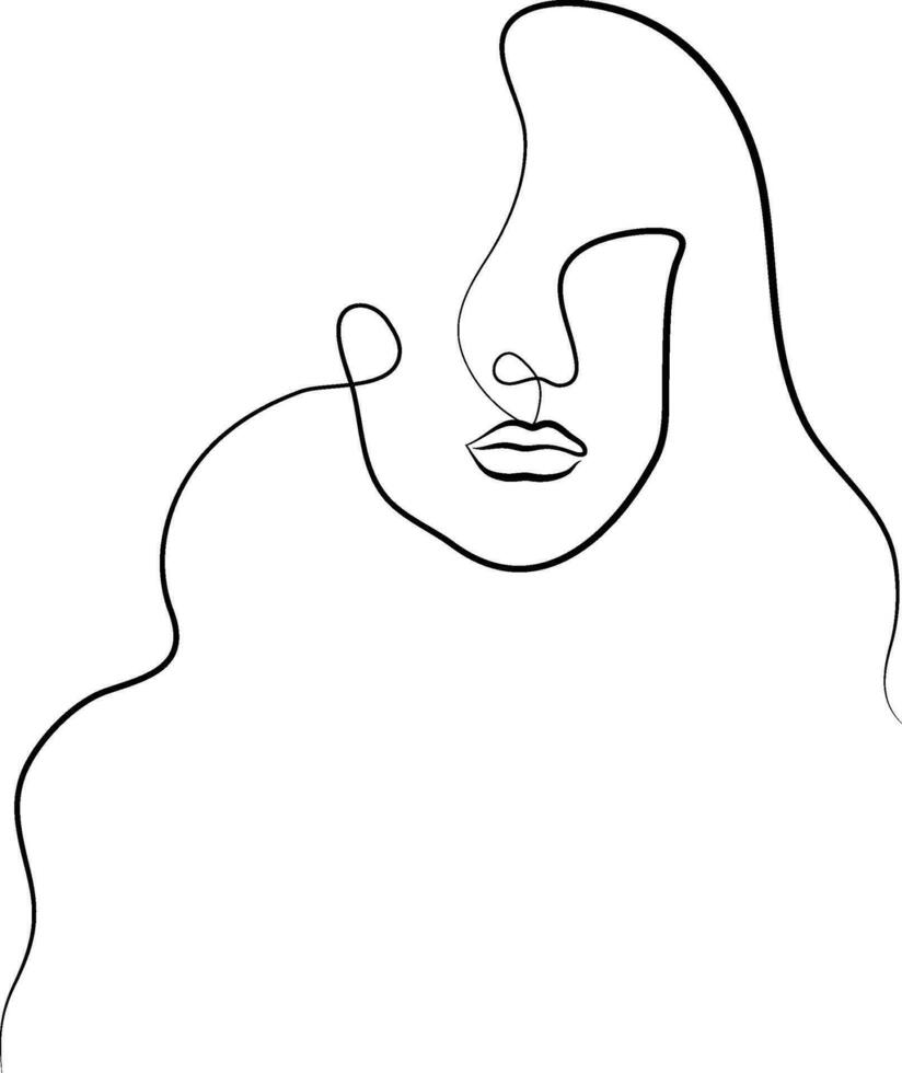 One line drawing face. Abstract woman portrait. Modern minimalism art. One line girl or woman portrait design. Hand drawn minimalism style vector illustration. Female lady line art illustration.