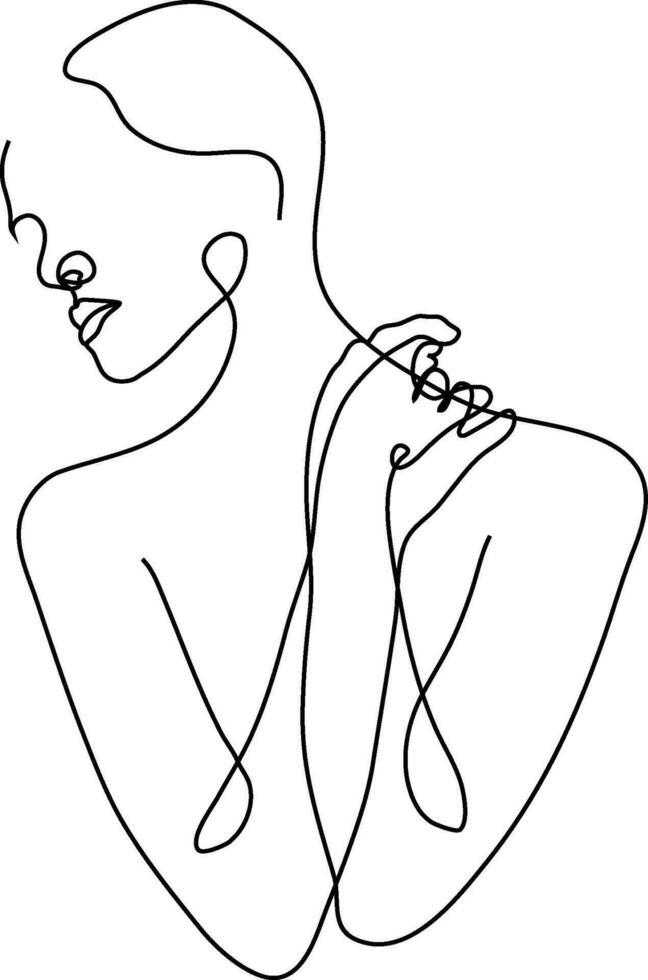One line drawing face. Abstract woman portrait. Modern minimalism art. One line girl or woman portrait design. Hand drawn minimalism style vector illustration. Female lady line art illustration.