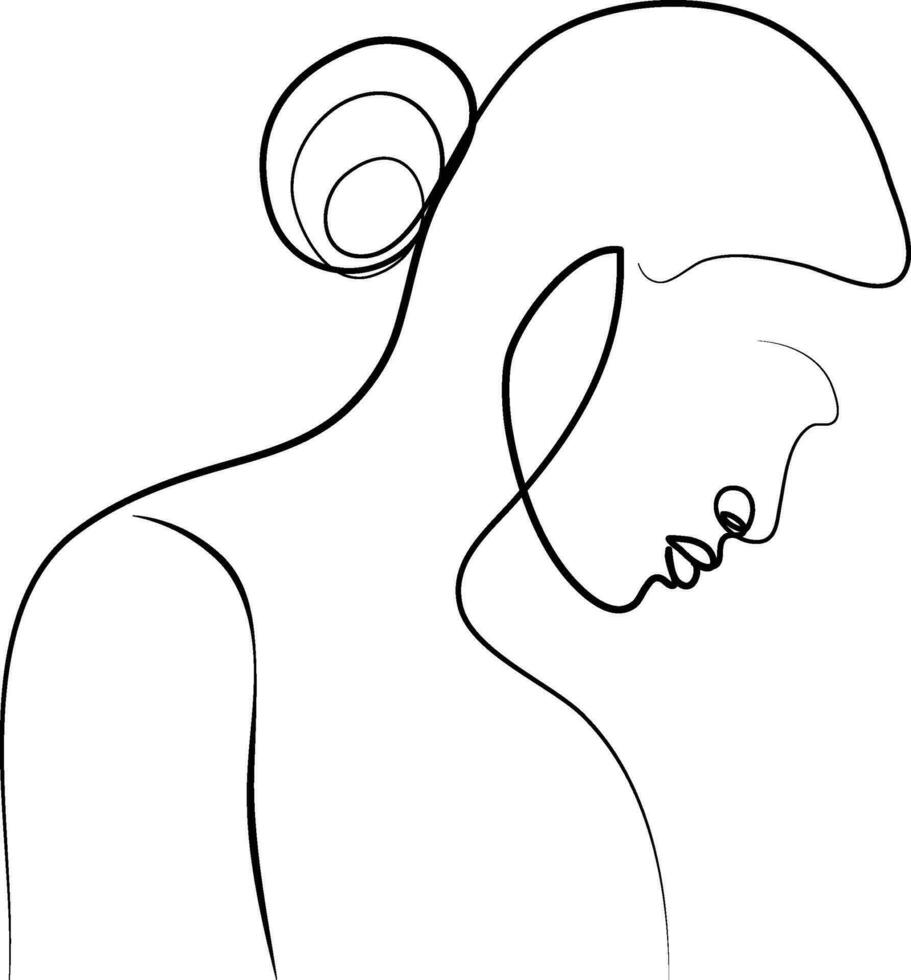 uno línea dibujo rostro. resumen mujer retrato. moderno minimalismo Arte. uno línea niña o mujer retrato diseño. mano dibujado minimalismo estilo vector ilustración. hembra dama línea Arte ilustración.