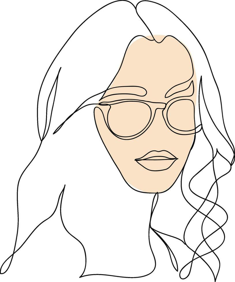 uno línea dibujo rostro. resumen mujer retrato. moderno minimalismo Arte. uno línea niña o mujer retrato diseño. mano dibujado minimalismo estilo vector ilustración. hembra dama línea Arte ilustración.