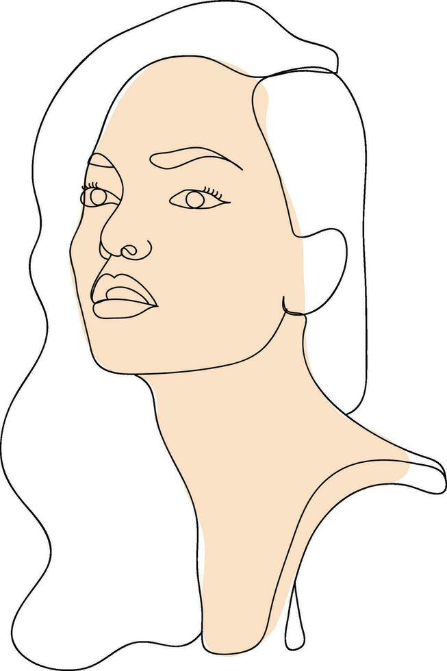 uno línea dibujo rostro. resumen mujer retrato. moderno minimalismo Arte. uno línea niña o mujer retrato diseño. mano dibujado minimalismo estilo vector ilustración. hembra dama línea Arte ilustración.