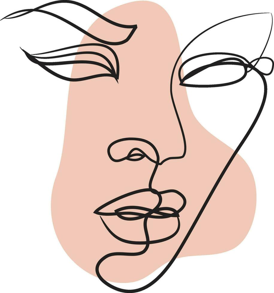 Woman face continuous line drawing. Abstract minimal woman portrait face line. Logo, icon, label. vector