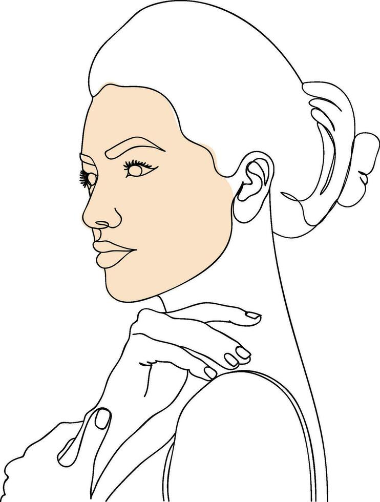 uno línea dibujo rostro. resumen mujer retrato. moderno minimalismo Arte. uno línea niña o mujer retrato diseño. mano dibujado minimalismo estilo vector ilustración. hembra dama línea Arte ilustración.