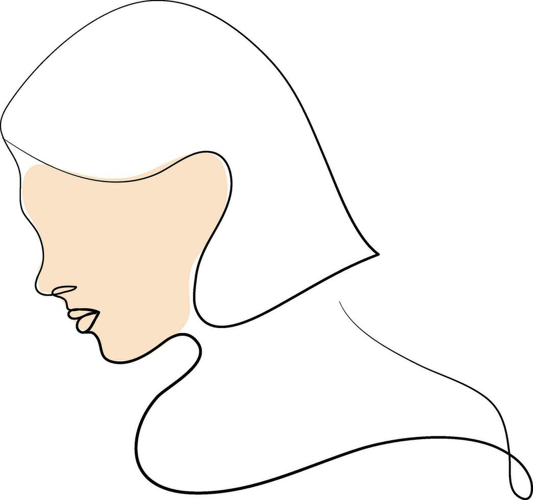 uno línea dibujo rostro. resumen mujer retrato. moderno minimalismo Arte. uno línea niña o mujer retrato diseño. mano dibujado minimalismo estilo vector ilustración. hembra dama línea Arte ilustración.