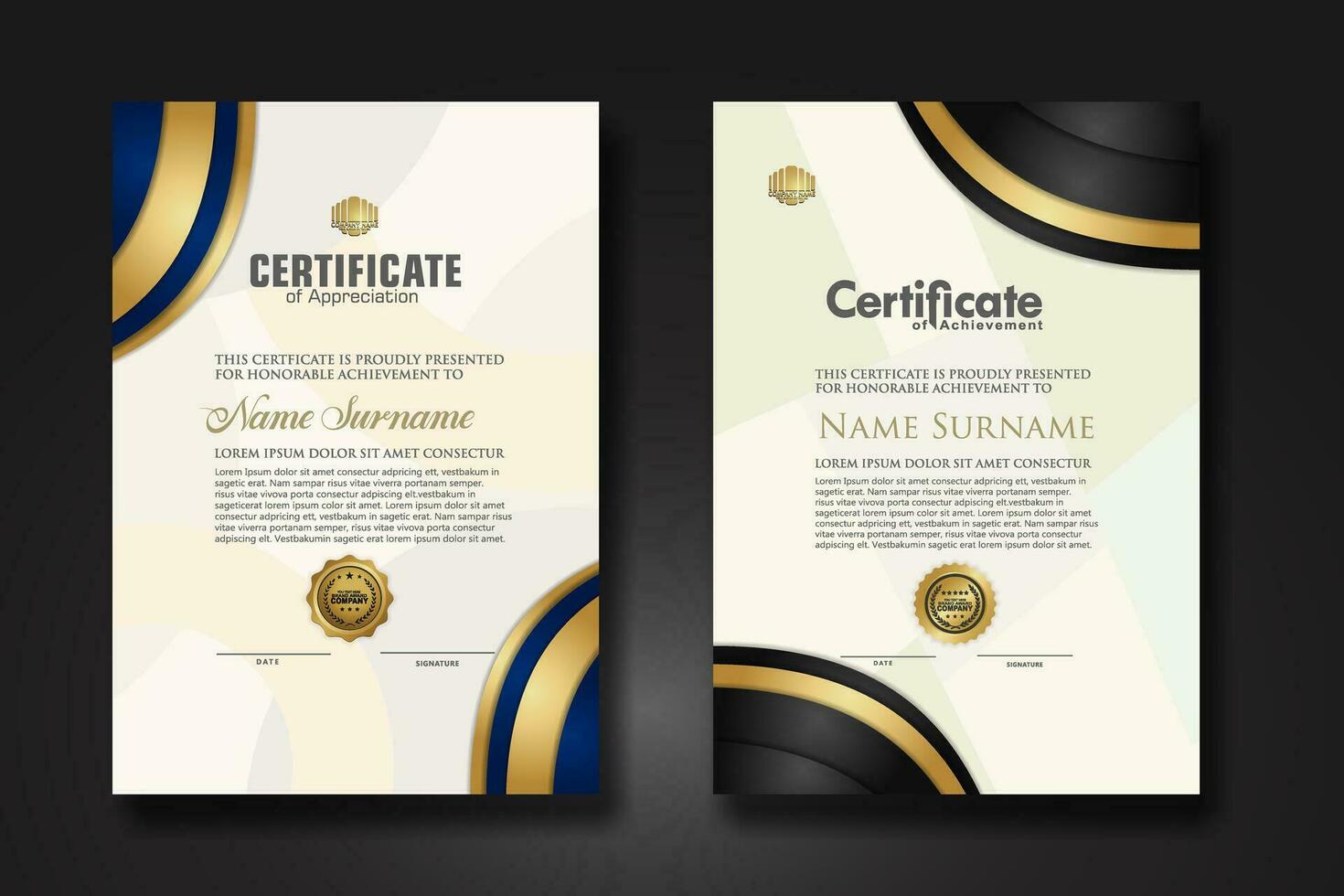 Set luxury certificate template vector