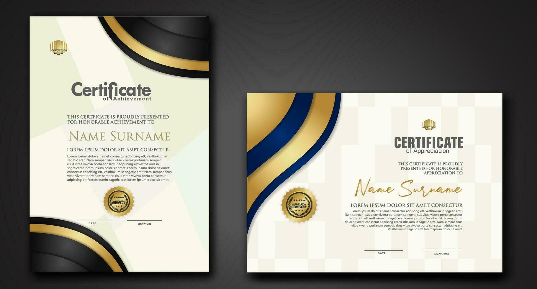 Set luxury certificate template vector