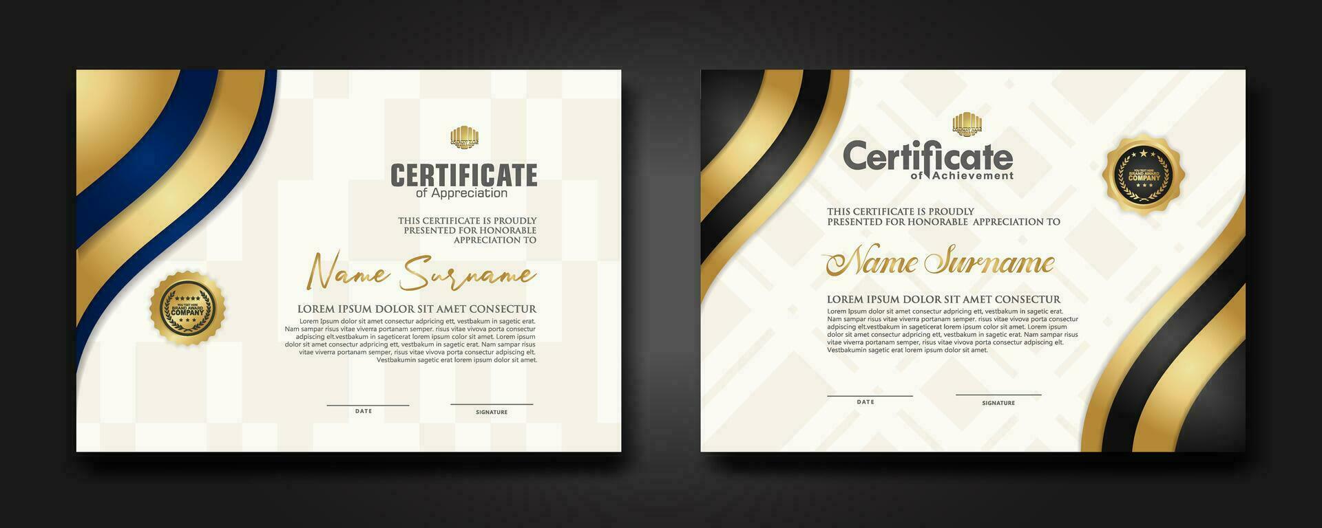 Set luxury certificate template vector