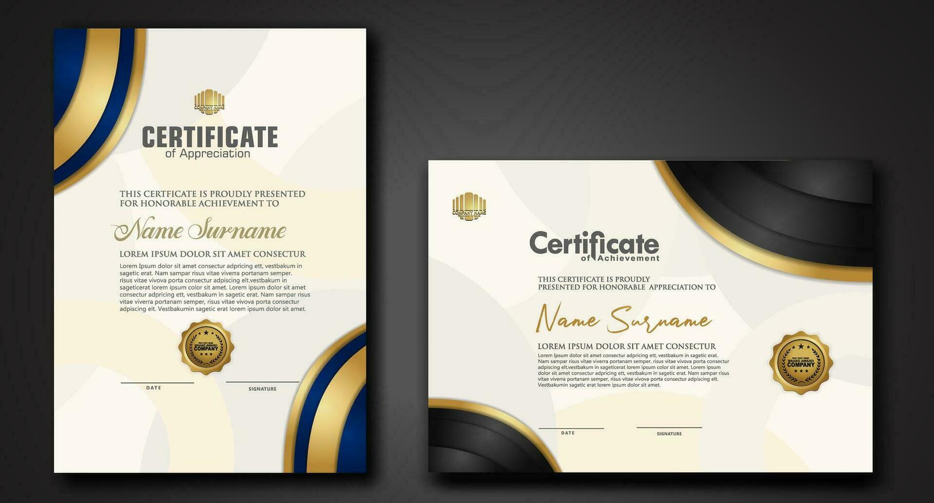 Set luxury certificate template vector