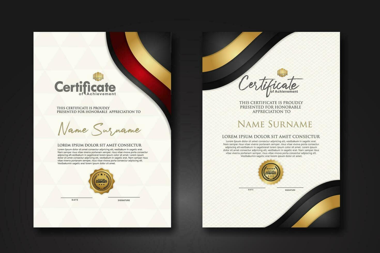 Set luxury certificate template vector