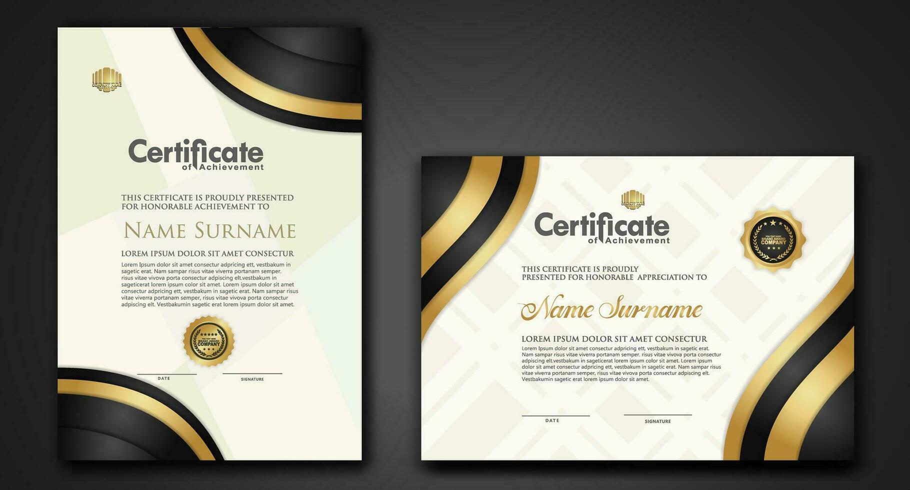 Set luxury certificate template vector