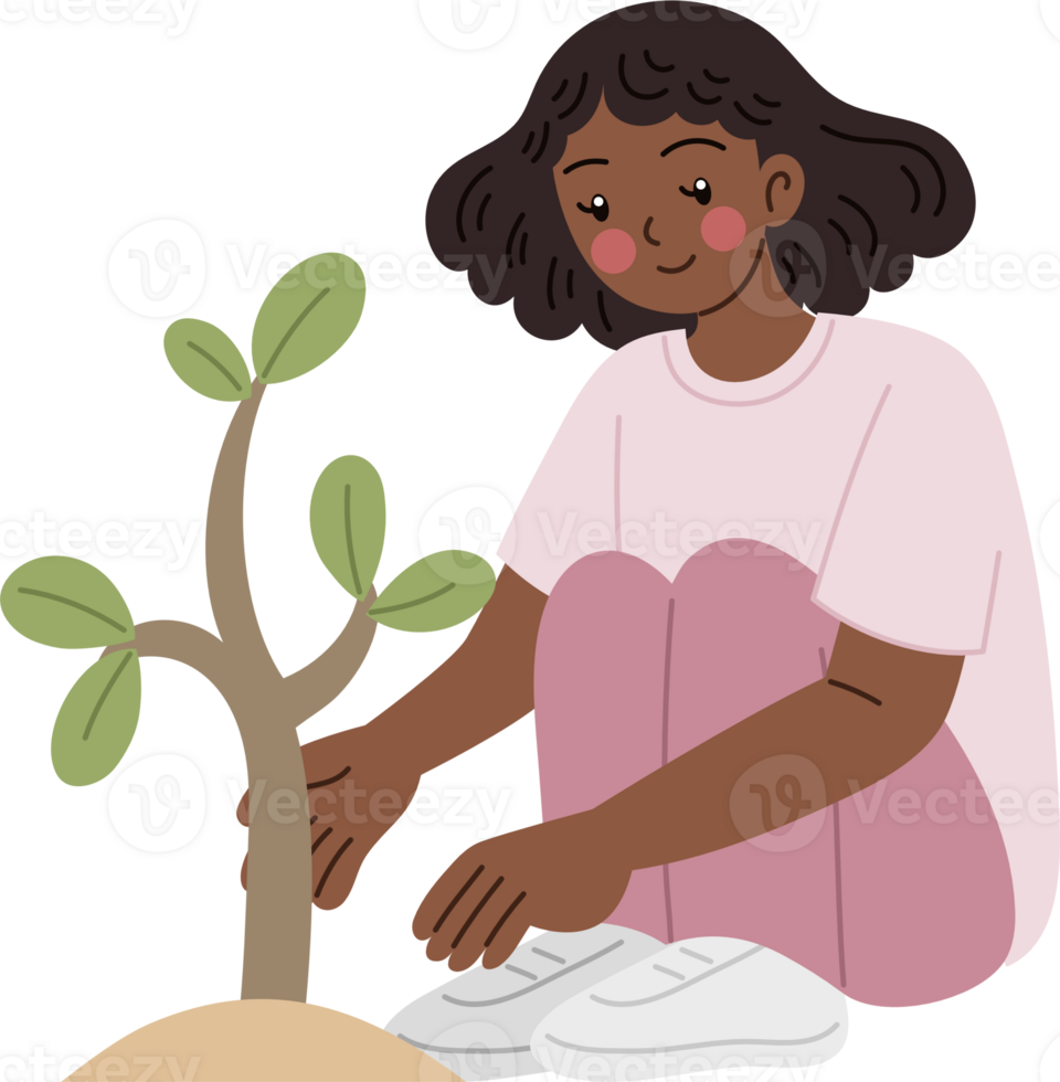 Planting tree cartoon character png