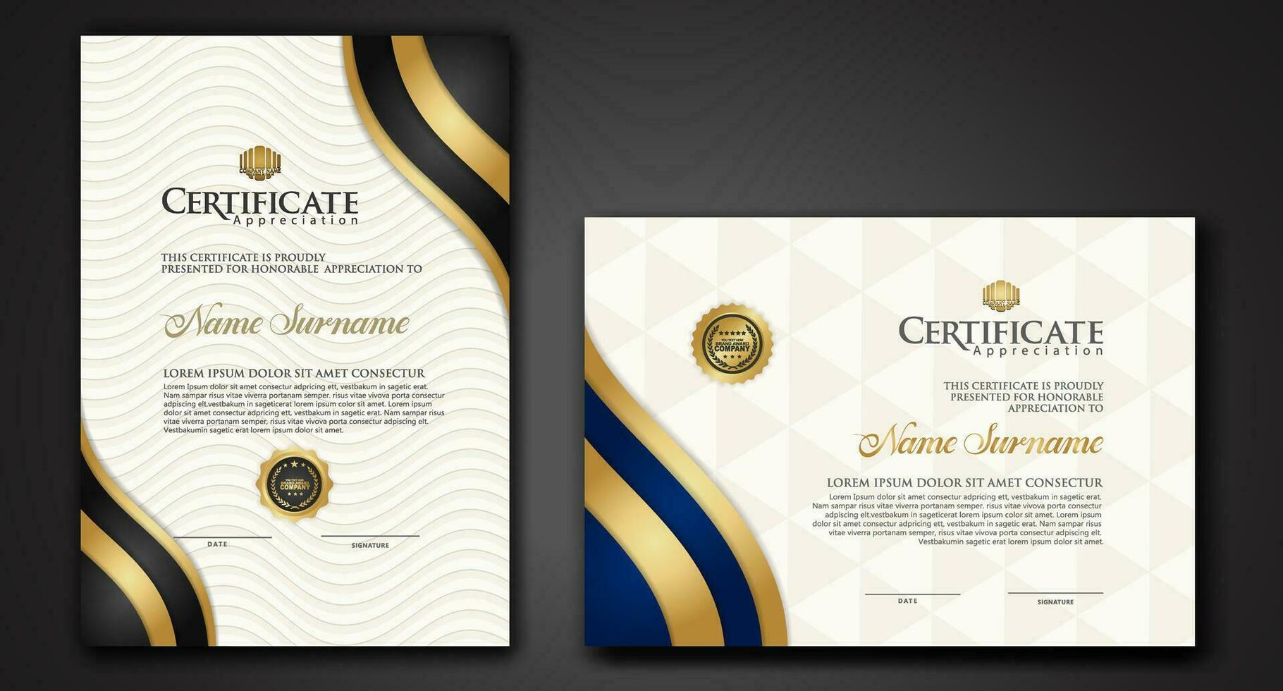 Set luxury certificate template vector