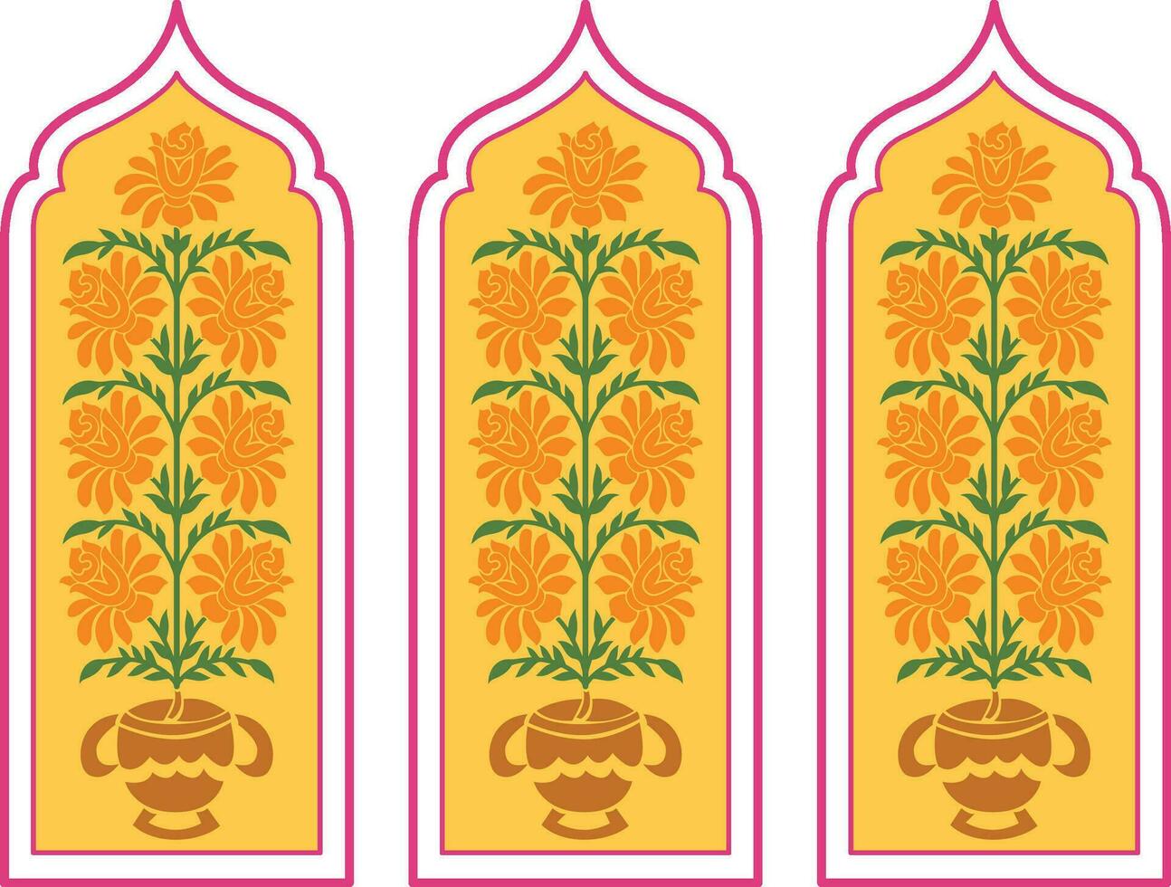 Mughal flower motif, colorful blooming hand drew paint Vector illustration artistic style, Design for fashion, fabric, textile, wallpaper, wrapping and all print.
