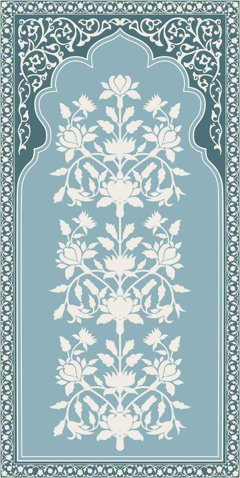 Mughal flower motif border. Mughal silhouette motif, floral ethnic motif. vector