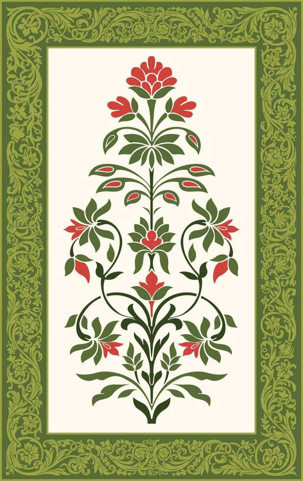 Mughal flower motif. Botanical floral ethnic motif. vector