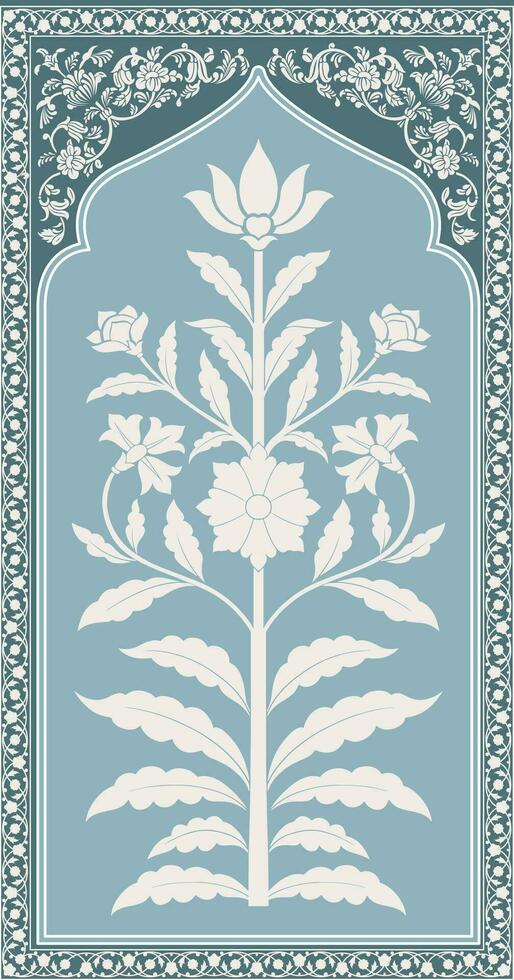 Indian Mughal ethnic floral motif for fabric and backgrounds. vector