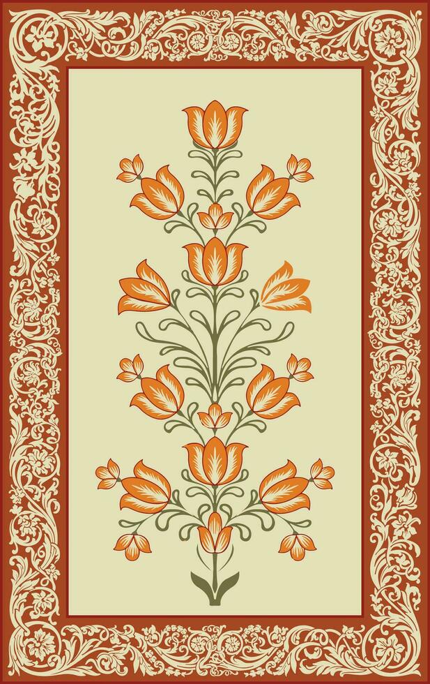 Indian Mughal flower motif with background. vector