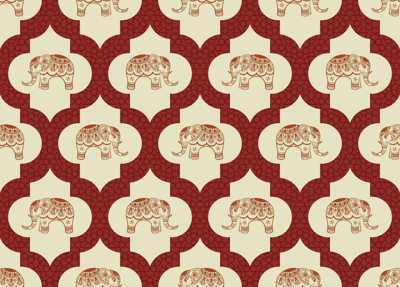 Elephant seamless pattern. Ethnic elephant with Oriental style traditional decorated elephant design for carpet, wallpaper, clothing, textile, wrapping, Batik, fabric. vector