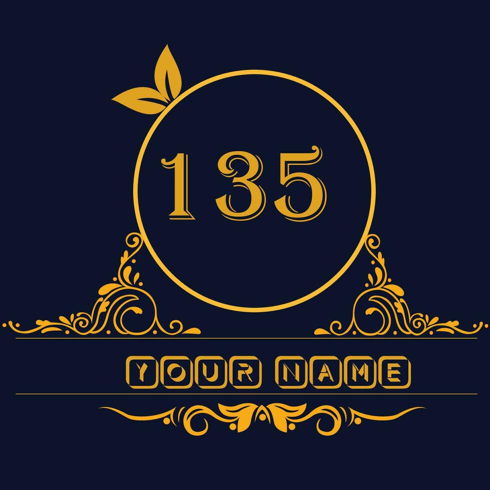 New unique logo design with number 135 vector