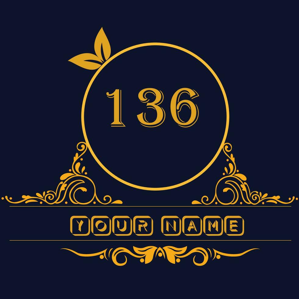 New unique logo design with number 136 vector