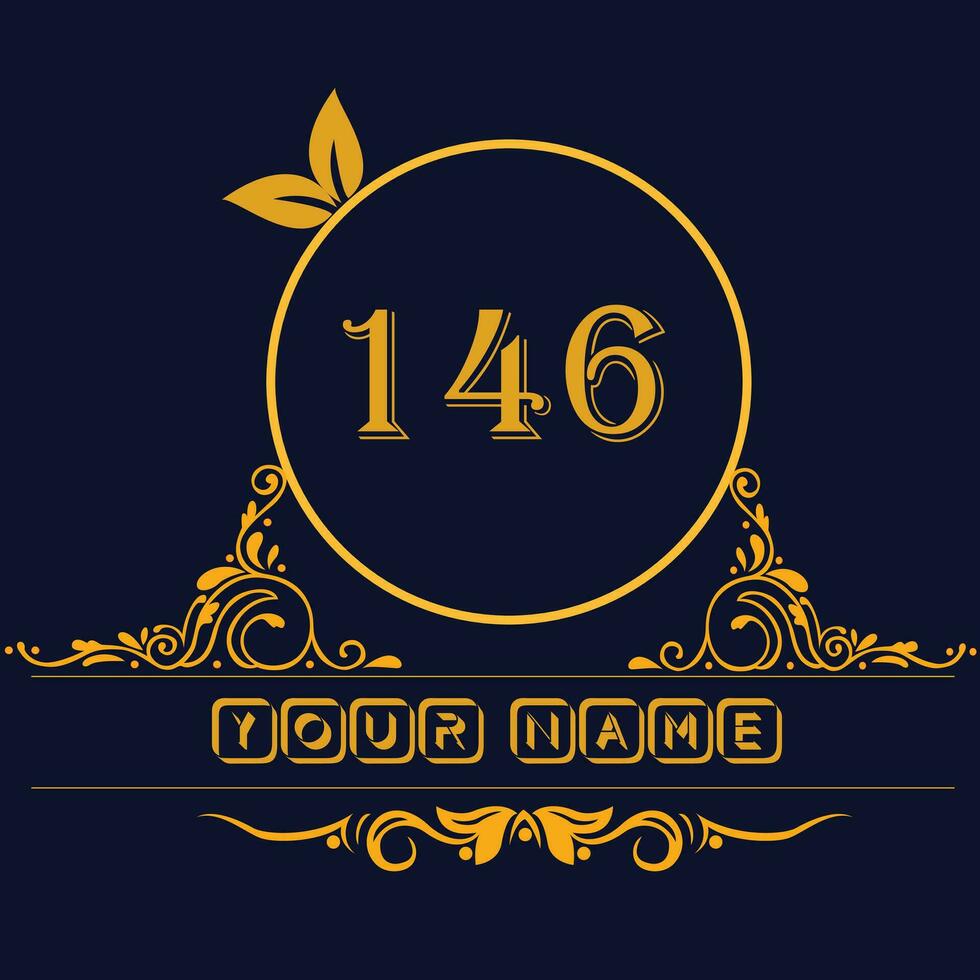 New unique logo design with number 146 vector