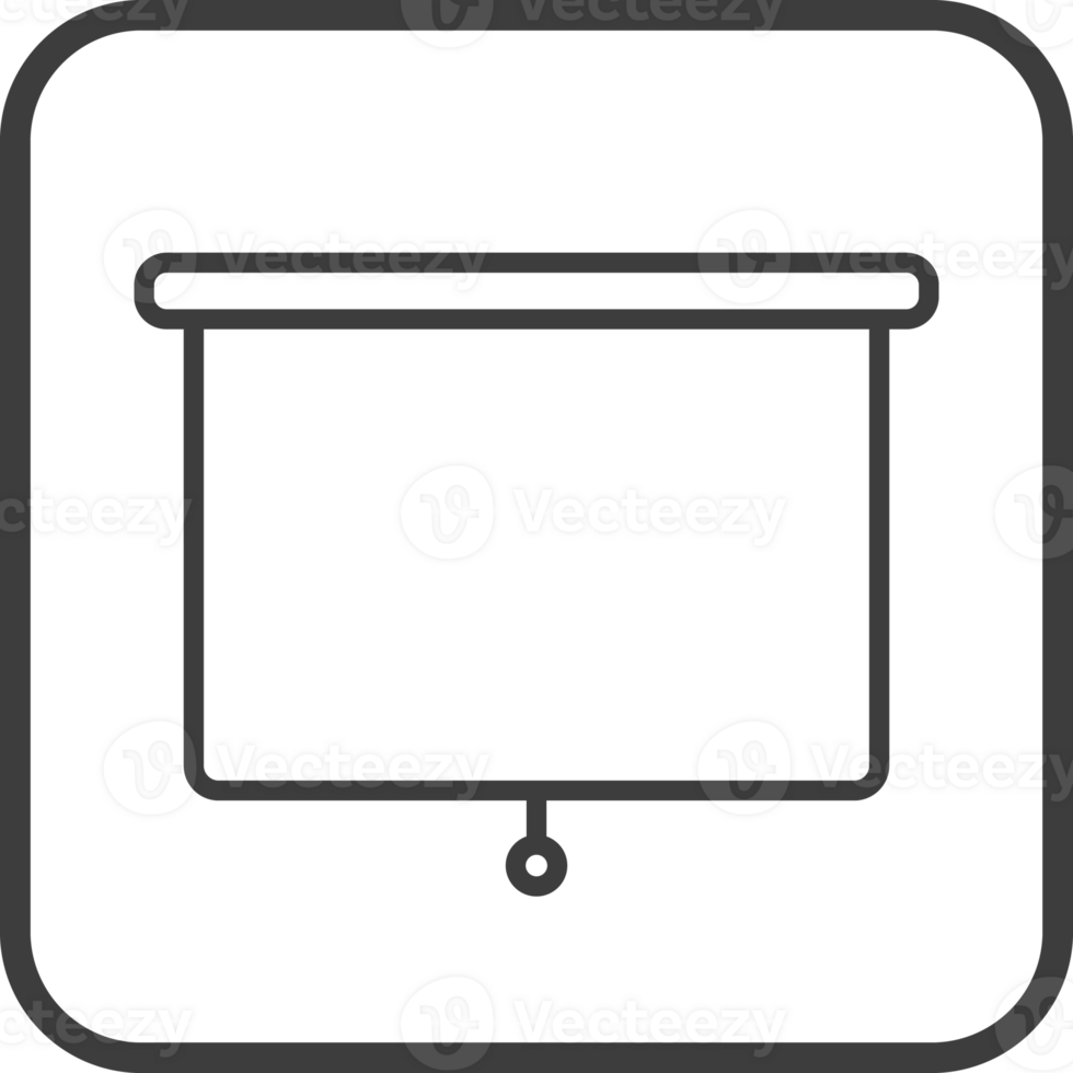 Projector icon in thin line black square frames. png