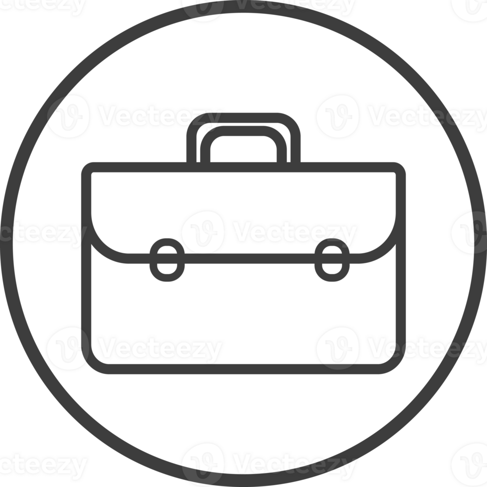 mallette icône dans mince ligne noir cercle cadres. png