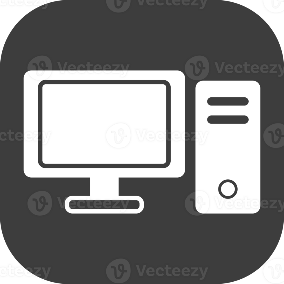 Computer icon in black square. png