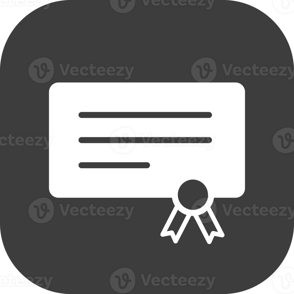Certificate icon in black square. png